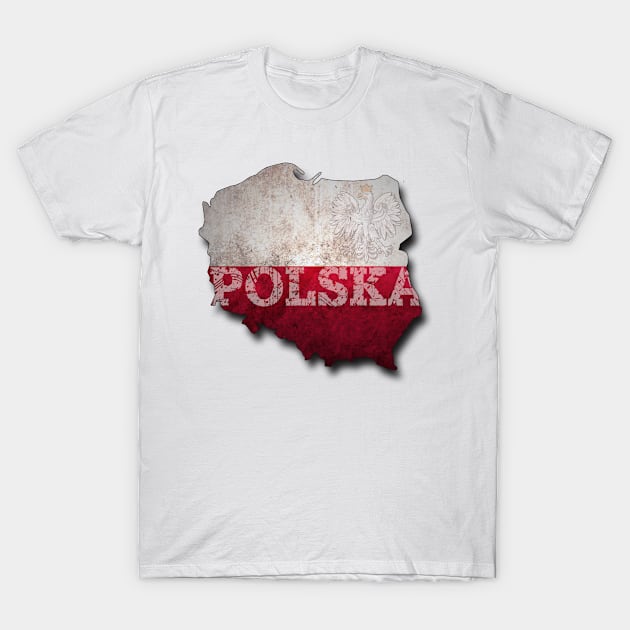 Poland Outline in Grunge Style Polska Eagle T-Shirt by printjobz